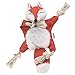 Fox Dog Toy with Squeaker, Stuffless Dog Toy Crinkle Hunting Dog Toy Plush Durable Dog Squeaky Toys Cotton Rope Dog Toy Throughout the Body Cute Dog Chew Toys for Puppies with Eyes Embroidery Design