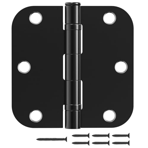 3 Pack Matte Black Door Hinges 3.5 Inch 5/8" Radius Round Ball Bearing Interior Door Hinges No Squeak Flat Iron Hardware for Bedroom Doors Standard 3-1/2" Home Decor Essentials by JIW - Used condition - US$12.39