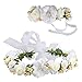 Produktbild Surenhap Blumenkranz Haare und Arm, Haarschmuck Hochzeit Blumenstirnband Blumenkrone mit Armband für Strand Hochzeit Braut Fotografie Party Muttertag (Weiß)