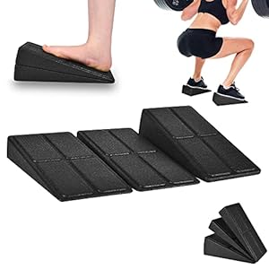 Slant Board Squat Wedge for Calf Stretching，3 Pcs 12″ x 6.3″ Foot Stretcher Balance Board for Plantar Fasciitis, Adjustable Foam Slant Board Wedge Great for Exercises