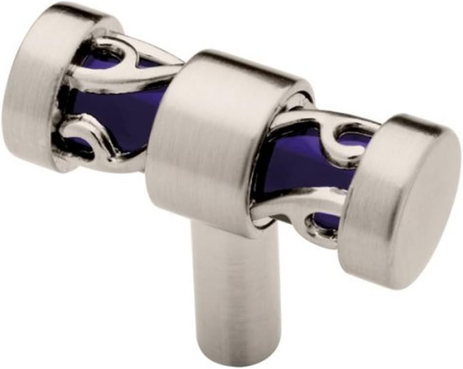 Liberty P16311C-281-C Crystal Lace Cabinet Hardware Bar Knob, Satin Nickel & Blue, Pack of 1