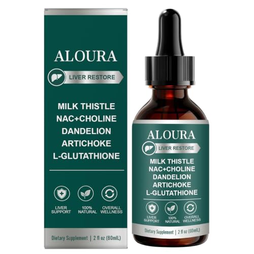 Aloura Liver Restore Drops, Complete Liver Support Supplement with Milk Thistle & Botanical Extracts to Restore Energy and Vitality, 2 Fl Oz