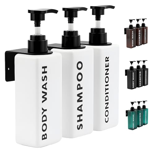 FCINNOVA® Dispensador Gel y Champu ducha Blanco Mate 500ml | Set 3 Botes para Gel y Champu + Acondicionador + Embudo Rellenado + 3 colgadores pared | Dispensador Jabon Baño Pared Elegante y Sostenible FCINNOVA® Dispensador Gel y Champu ducha Blanco Mate 500ml | Set 3 Botes para Gel y Champu + Acondicionador + Embudo Rellenado + 3 colgadores pared | Dispensador Jabon Baño Pared Elegante y Sostenible