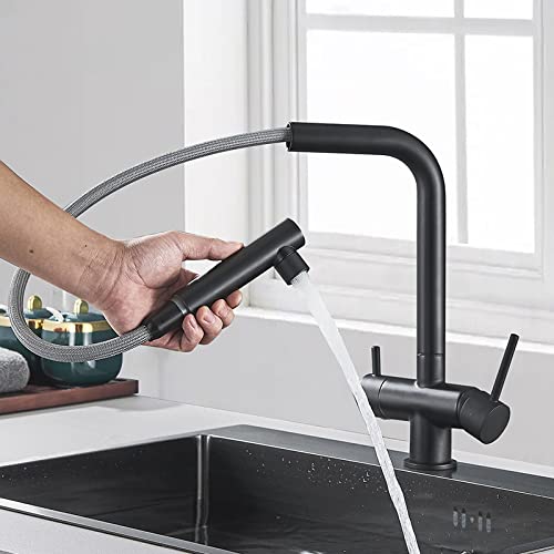 Purification eau mitigeur cuisine noir avec bec pivotant pour évier - 3