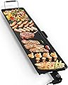LDAILY Large Electric Teppanyaki Table Top Grill Griddle, 35'' Indoor Outdoor Nonstick BBQ Griddle w/5 Adjustable Temperature, Portable 2000W Barbecue Plate for Party/Home/Camping Cooking