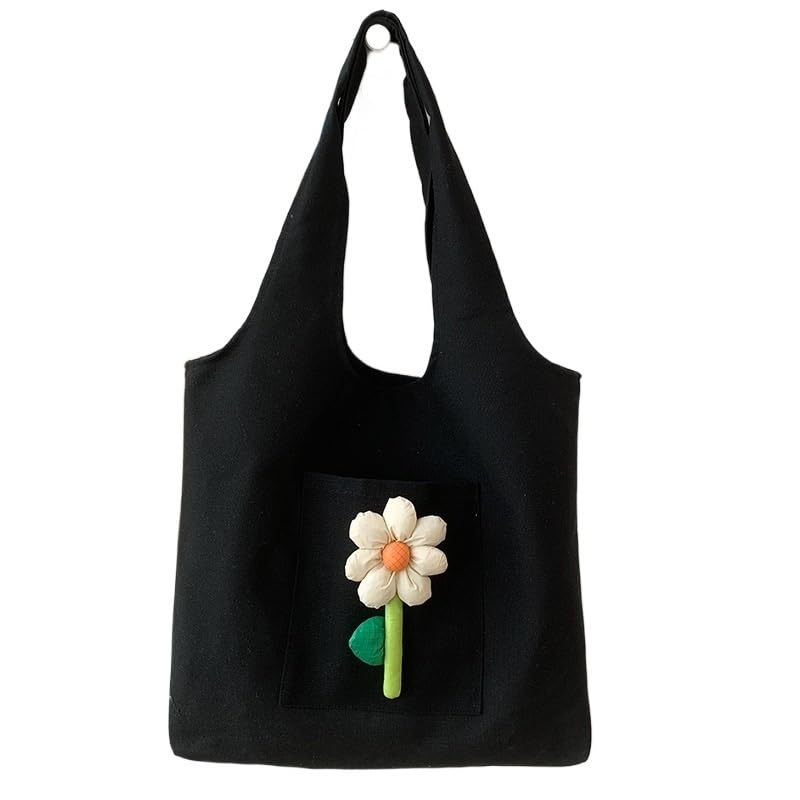 Sac fourre-tout floral coréen en toile souple de style artistique