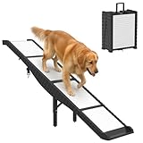 PawHut Extra Long 69" Foldable Dog Ramp for Car, SUV, Truck, Portable Dog Car Ramp with Support Leg, Non-Slip TPR Surface, Lightweight, Pet Stairs for Small to Large Breeds 220LBS