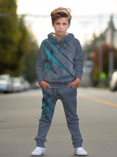Image of boys' clothing sets, 2-Piece Hoodie & Pants Outfits for Boys Size 4-14 | Lightweight Non-Fleece Fall & Spring Clothing Sets