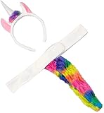 Making Believe Kids Plush Rainbow Unicorn Headband and Tail Costume Accessory Set