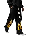 CLOTH N CODE Korean Black Loose Fit Printed Men's Track Pant | Comfortable Lounge Pants for Men | Blended Cotton Casual Joggers Waist 28-34 Inch | BTT195_BLK gallery image