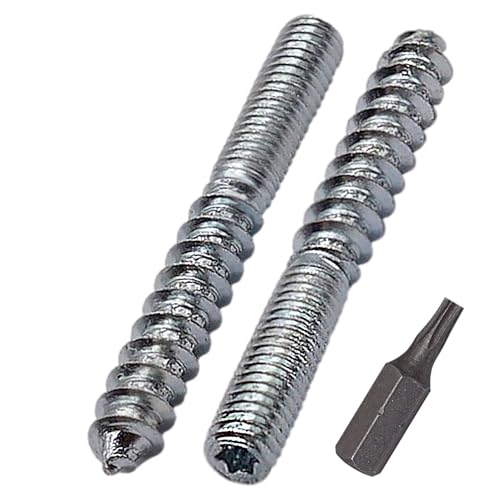 SKIR'CO (50 pcs) Hanger Bolts M6 x 50 mm, Double Ended Thread Dowel Screws, Double Headed Bolts