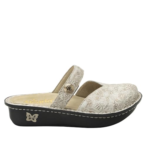 Image of Alegria Women Kamila - Timeless Comfort, Arch Support and Style for Everyday Elegance - Nursing and Healthcare Professionals Slip-Resistant Mules - Open Back Leather Comfort Walking Clog Shoes