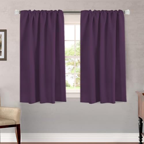 Image of H.VERSAILTEX Blackout Curtains Thermal Insulated Window Treatment Panels Room Darkening Blackout Drapes for Living Room Back Tab /Rod Pocket Bedroom Draperies, 52 x 54 Inch, Plum Purple, 2 Panels