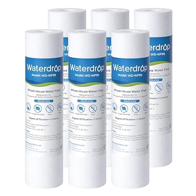 Watedrop 5 Micron Water Filter 10" x 2.5" Whole House Water Filter Replacement Cartridge, Sediment Water Filter Replacement for Any 10 inch RO Unit, Aqua-Pure® AP110, Culligan® P5, WHKF-GD05, 6 Pack