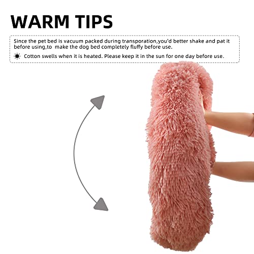 Gavenia Cat Bed For Indoor Cats,22 Inch Soft Long Plush Cushion Washable Pet Bed Calming Self-Warming Square Cat And Dog Bed Anti-Slip & Waterproof Bottom Cushion (22 X 18 X 7 Inch,Pink) #TOP4