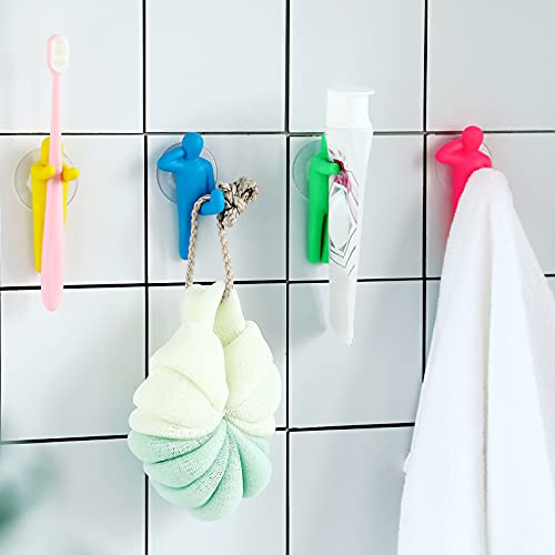 8 Pieces Shower Toothbrush Holder Suction Cup Hooks Toothbrush Holder Wall Mounted Colorful People Toothbrush Holder Razor Holder Utility Suction Hook For Bathroom (Modern Style) #TOP3