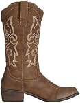 J's.o.l.e Femmes Cowgirl Cowboy Bottes Femme Mid Wide Calf Western Mode Brown Bottes noires