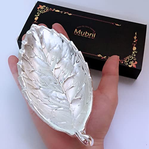 Mubril Small Trinket Dish Bright Silver Metal Jewelry Trays Jewelry Holder Trinket Tray, Ring Holder(Silver) #TOP3
