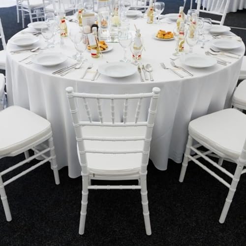Nappes rondes en satin blanc de 260cm Konsilsa - 3