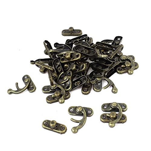 Image of 100PCS Vintage Metal Hardware Furniture Box Leather Bag Hardware Decorative Latch Clasps Lock Padlock Hasp with Screws Buckle