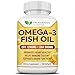 Omega-3 Fish Oil 3750mg Triple Strength - 180 Burpless Softgels | EPA 1200mg + DHA 900mg | 100% Organic & Natural | New Formula | Promotes Healthy Heart, Immune System, Eyes, Skin & Brain Function