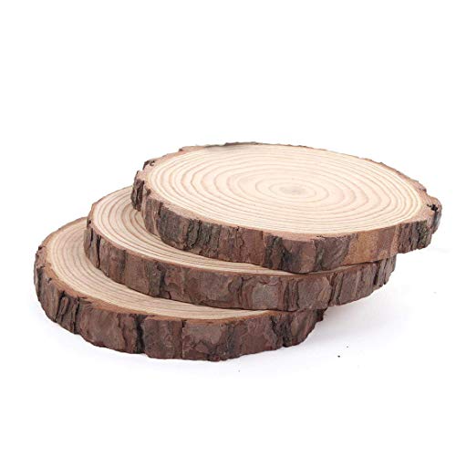 Natural Wood Slices 3 Pcs 6-7 Inches Diameter x 3/5