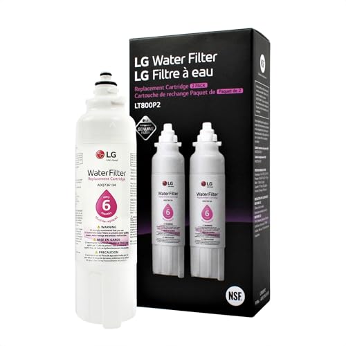 LG LT800P2 6-Month / 200 Gallon Refrigerator Replacement Water Filter, 2 Count (Pack of 1), White