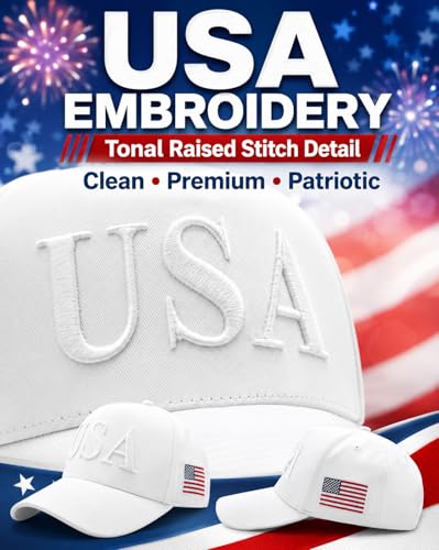 Image of USA Flag Hat for Men Women - 3D Embroidered Patriotic Baseball Cap, 4th of July, 250th