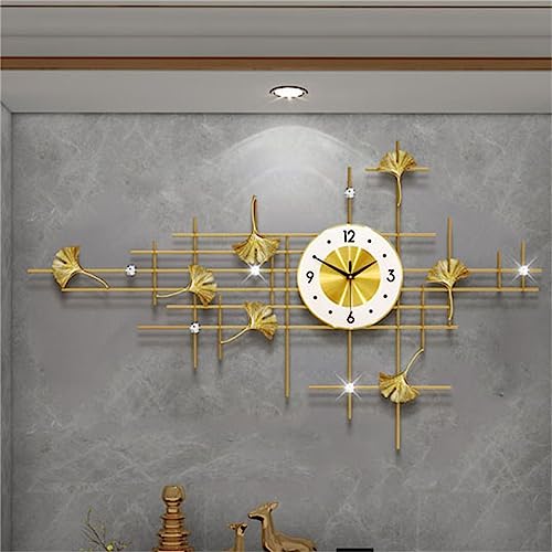 Horloge Murale Scandinave Silencieuse pour Salon - Décoration Murale Or
