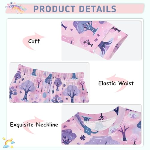 Pajama Sets Long Sleeve Magical Forest Trees on Pink Soft Comfy Sleepwear 2 Piece PJS 3-8T4