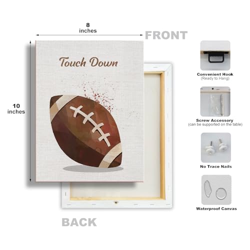 Image of Watercolor Sport Football Basketball Soccer Softball Boys Room Decor Canvas Wall Art Motivational Prints Paintings for Bedroom Nursery Playroom Classroom Funny Birthday Gifts 4PCS,Framed,8x10IN