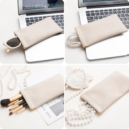 Image of 3 pack leather eyewear case PU soft sunglasses bag squeeze top portable lightweight eyewear case for men and women
