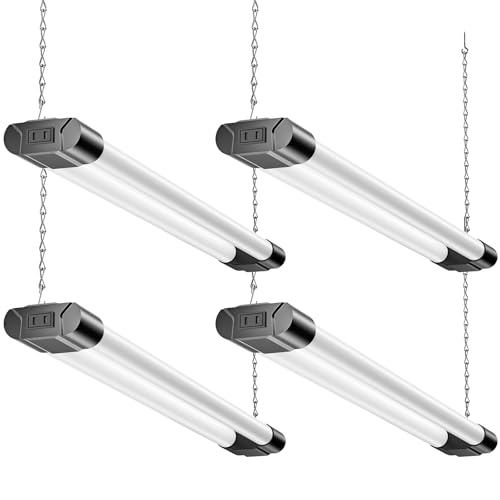 Image of BBOUNDER 2FT LED Shop Light Fixture, Super Bright 2200LM, Cool Daylight White 6500K, Ceiling or Hanging Mount, Durable Garage Shop Lighting for Warehouse, Workbench, Basement, and Business Use, Black