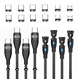 JJ JULIE JAPAN マグネット充電ケーブル PD対応 9PIN 100W 1.8m4本 マグネット端子3種類セット(USB-C、Micro-USB、アイプロダクト)