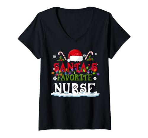 Suéter de Navidad Be nice to the Nurse Santa is Watching Camiseta Cuello V