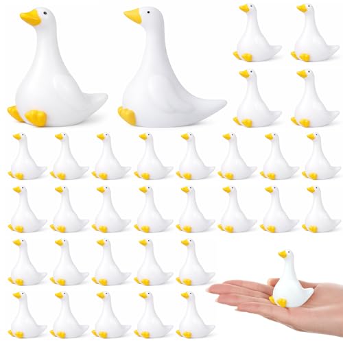 24 Pcs Deekin Rubber Goose 2 Inch One Silly Goose Party Favors Bulk Silly Geese with Raised Wings for Party Baby Shower Birthday Cake Topper Gifts Fillers Decoration