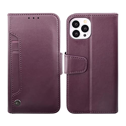 Rvelon Carcasa con Billetera para iPhone 14 Pro MAX, Compartimento Adicional para Tarjetas, Cuero Lila Elegante, Protección Estilizada