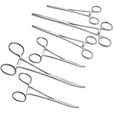 DEXSUR Ultimate Hemostat Set, 6 Piece Ideal for Hobby Tools, Electronics, Fishing and Taxidermy - 7.5", 5.5" and 3.5", Stainless Steel, Curved & Straight Cover