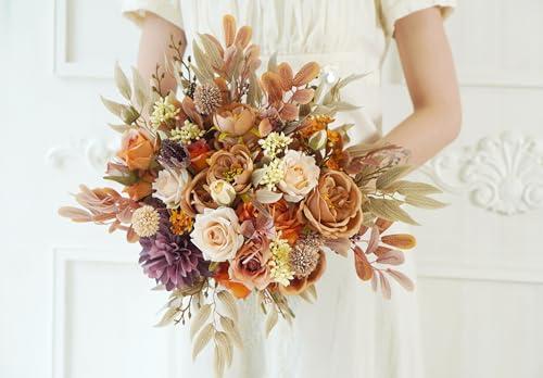 Ramo rústico boho blanco y beige para boda miniatura 4