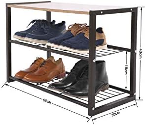 3 Tier Large Capacity Metal Shoe Organizer with Non Woven Cover for Living Room, Entryway, Hallway and Cloakroom, Black,Holds Up to 10 KGS.