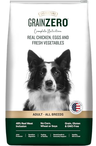 Grain Zero Real Chicken, Egg and Vegetables Adult Dry Dog Food 3kg | No Grain Formula, Gluten-Free, GMO-Free, 48% Real Meat Inclusion, Promotes Healthy Skin & Coat | Adult - All Breeds