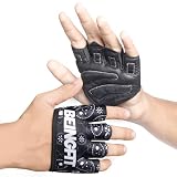 Beingfit トレーニンググローブ 筋トレ メンズ - レディース 指から手のひらまで半指デザインで着脱簡単！革製手のひらで高グリップ&強度サポートのトレーニング手袋｜ジム・フィットネス・懸垂に最適！3つのユニークデザイン (Black, L)