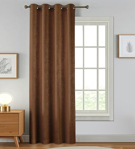 Image of FRESH FROM LOOM Texture Polyester Padre| Semi Black Out 80% Room Darkening Curtains Screen for Home 12 Feet | (Coffee |1pc| Double Weaved Parda | Eyelet Ring | Long Door Curtain)
