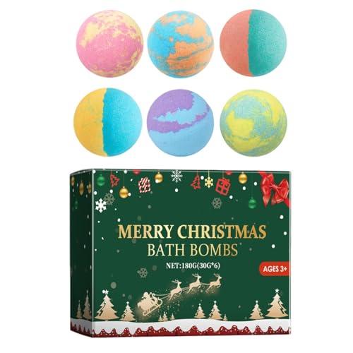 Bola de baño para mujer, bolas de baño de espuma, 6 bolas de baño de espuma Home Spa Fizzies, bolas de baño de relajación de Navidad, bolas de baño refrescantes orgánicas para mujeres, madre, esposa