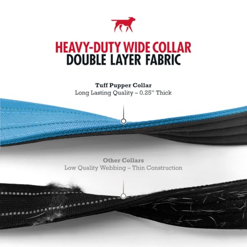 Image of Tuff Pupper Heavy Duty Tactical Dog Collar | 1.5 inch Wide Ballistic Nylon | Reflective Stitching | Integrated ID Tag Holder | Stainless Steel Buckle | Padded Lining | Medium & Large Dogs (Teal, Medium)