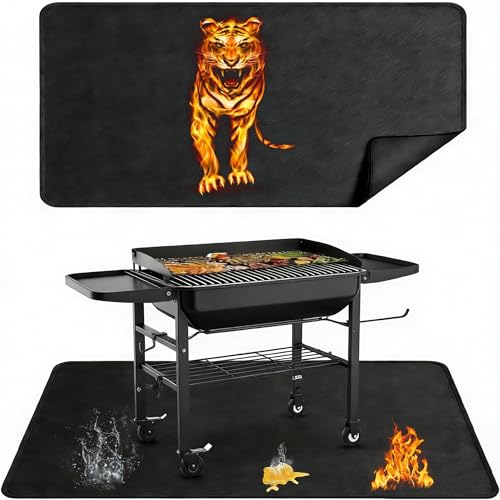 COTOSEA 48x30in Under Grill Mats for Outdoor Grill,Double-Sided Fireproof Grill Pad,Indoor Fireplace/Fire Pit Mat,Waterproof Oil Proof Fiberglass Grill Mats, Ground Protection for Outdoor BBQ