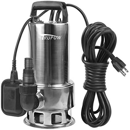 Trupow 1.5HP 110v Submersible Sewage Drain Flood Stainless Steel Clean/Dirty Water Sump Transfer Pond Garden Pump