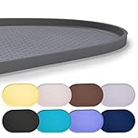 Hubulk 100% Waterproof Silicone Pet Feeding Mat with Raised Edge for Food and Water, Dog Bowl Mats, Cat Bowls Placemat with High Lip Protects Floor for Cats and Dogs (Gray, 16"L x 10"W)