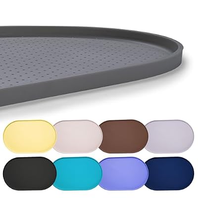 Hubulk 100% Waterproof Silicone Pet Feeding Mat with Raised Edge for Food and Water, Dog Bowl Mats, Cat Bowls Placemat with High Lip Protects Floor for Cats and Dogs (Gray, 19