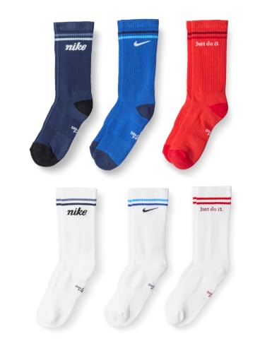 Image of Nike Unisex Kids' Everyday Cushioned Crew Socks (6-Pack) | Boys and Girls